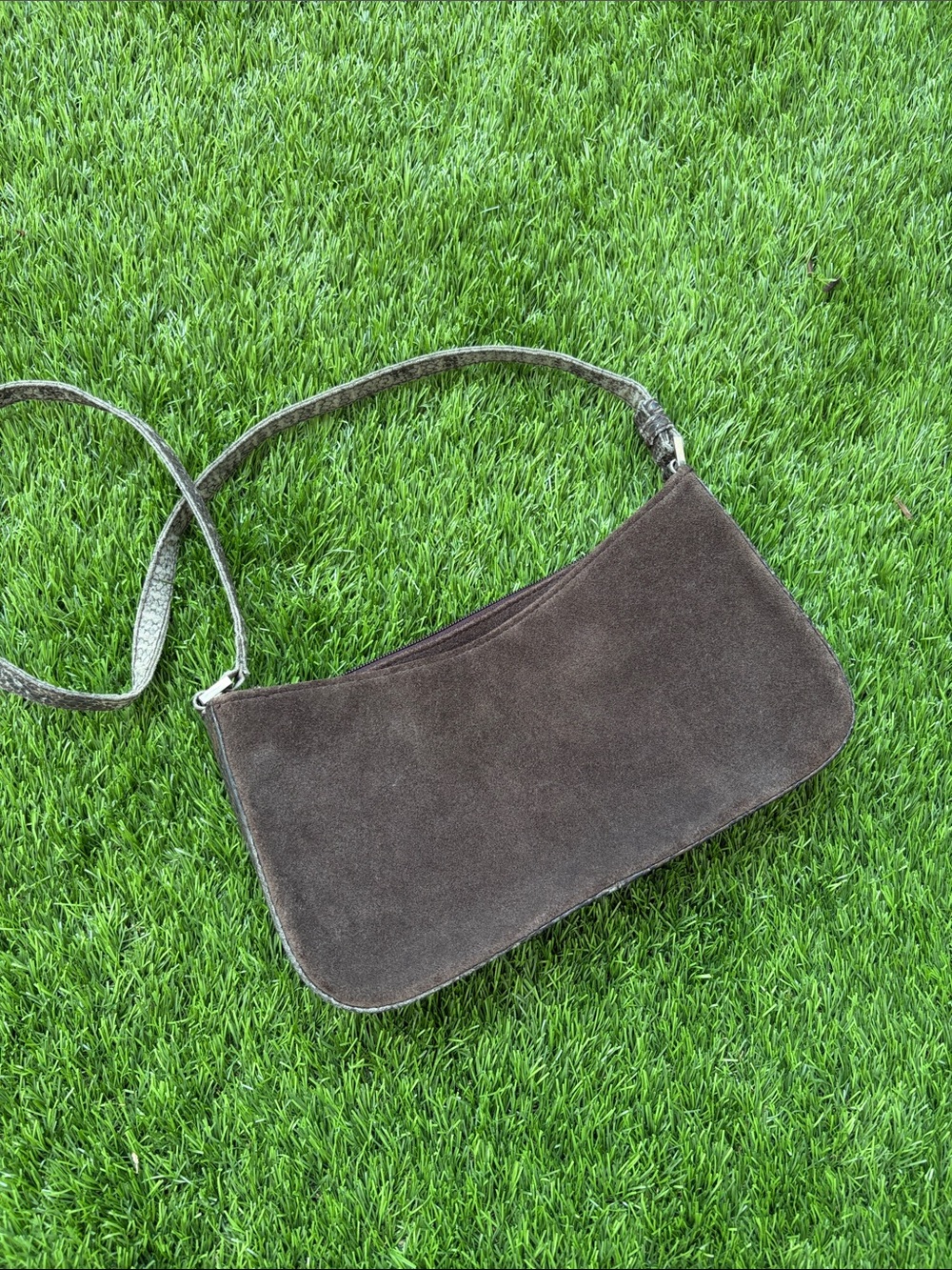 Express Chocolate Brown Suede Shoulder Bag